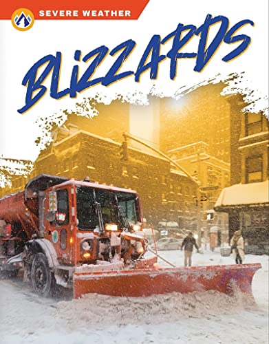 Book cover depicting a snowplow clearing a city street during a blizzard.