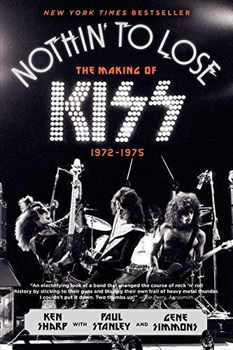 Book cover featuring the band KISS performing on stage, 1972-1975.