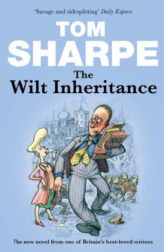 Book cover: "The Wilt Inheritance" by Tom Sharpe, with cartoon illustration.