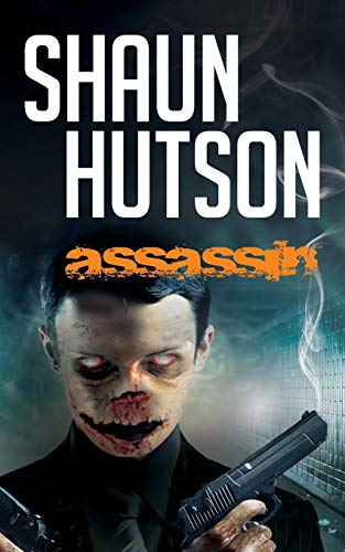 Book cover featuring a scarred, pale man holding a handgun against a smoky background.