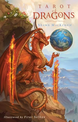 “Tarot of Dragons” book cover featuring a red dragon and a glowing orb.