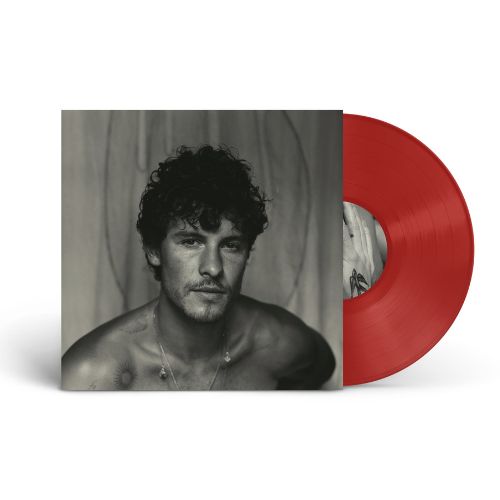 Shawn Mendes album cover with a red vinyl record beside it.