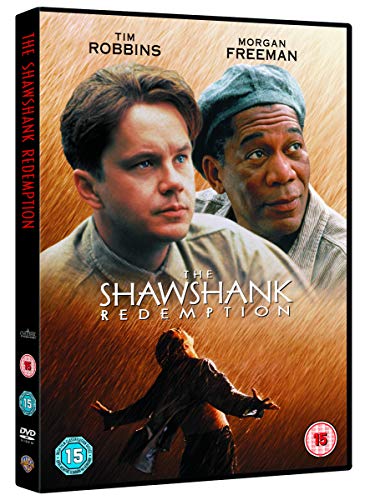 DVD cover for The Shawshank Redemption featuring Tim Robbins and Morgan Freeman.