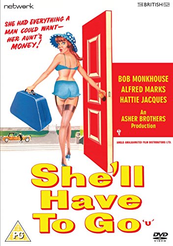 DVD cover for "She'll Have To Go" featuring a woman with luggage.