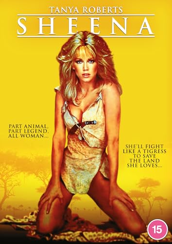 DVD cover for "Sheena" featuring Tanya Roberts in a jungle setting.