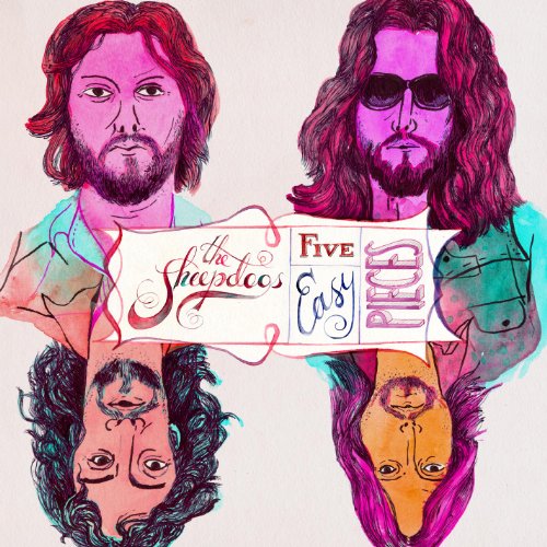 CD cover art featuring illustrated portraits of four men and text.