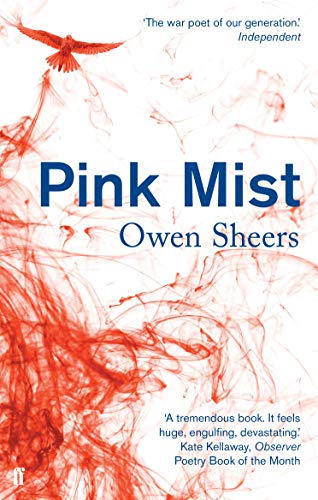 Book cover for “Pink Mist” by Owen Sheers with red abstract imagery.