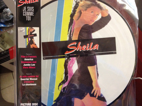 Sheila album cover and vinyl record with a portrait of the singer.