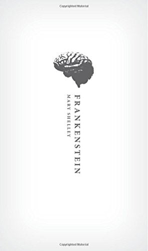 Book cover: white background, brain illustration, and "Frankenstein" title.
