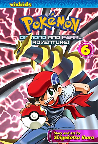 Pokémon Diamond & Pearl Adventure volume 6 cover with boy and dragon Pokémon.