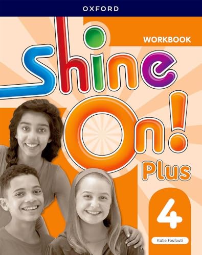 āShine On! Plusā Level 4 workbook cover with smiling children.