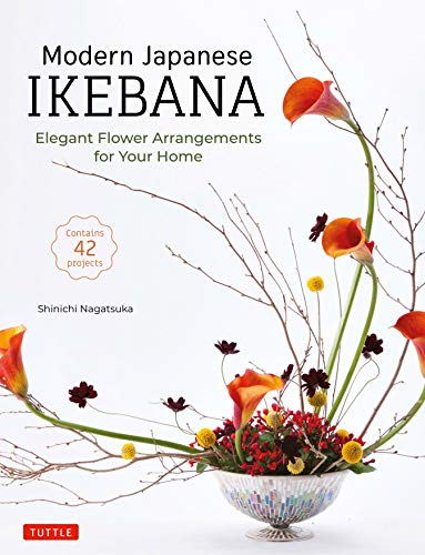 Book cover featuring a modern Ikebana flower arrangement with orange calla lilies.