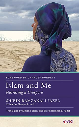 Book cover featuring a woman in a hijab on a beach with title text.