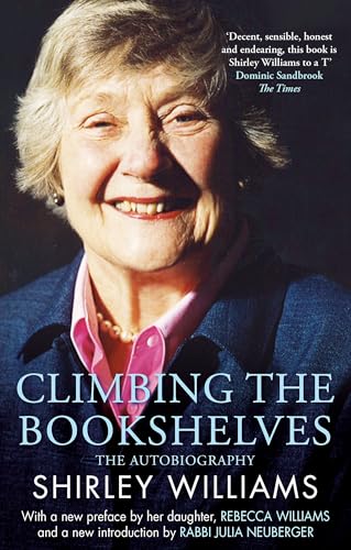 Book cover featuring Shirley Williams, smiling, with title "Climbing The Bookshelves".