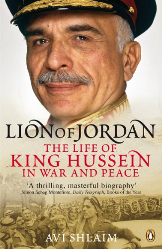 Book cover featuring King Hussein in military uniform, portrait view.