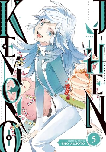 Kemono Jihen Vol. 5 manga cover with a young woman and sweets.