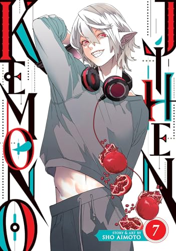 Manga cover featuring a white-haired man with headphones and pomegranates.