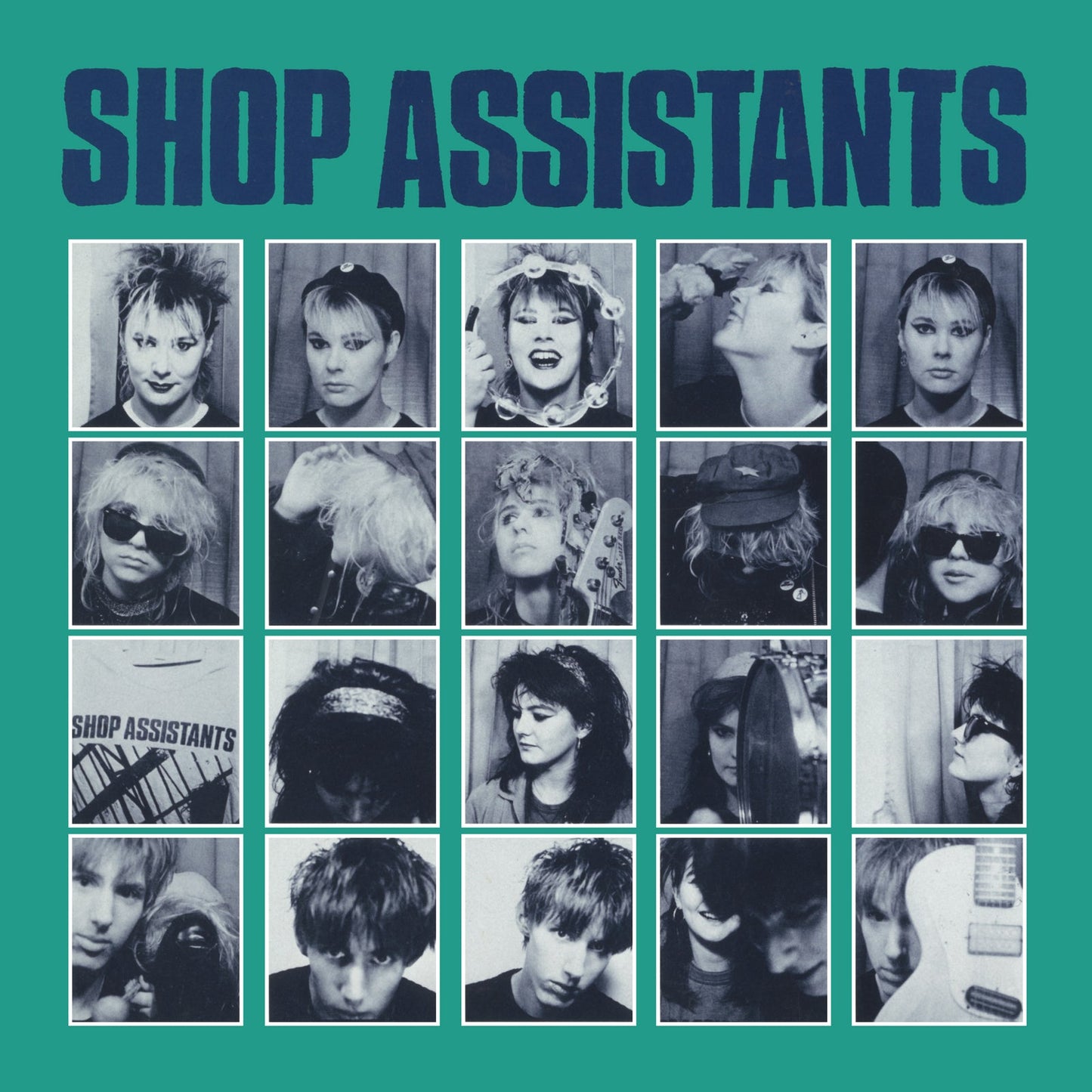 Album cover with a grid of black and white photos of band members.