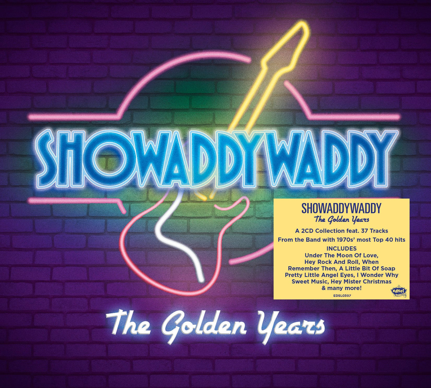 Showaddywaddy “The Golden Years” CD cover with neon lettering and a guitar.