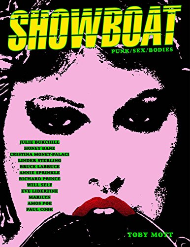 Pink and black portrait with bold yellow "SHOWBOAT" title and cast names.