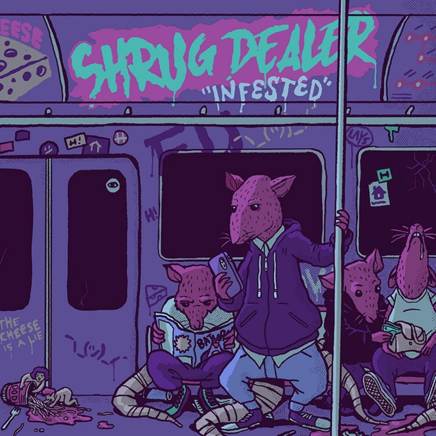 Vinyl record of “Infested” by Shrug Dealer, featuring dark, likely grotesque album art.