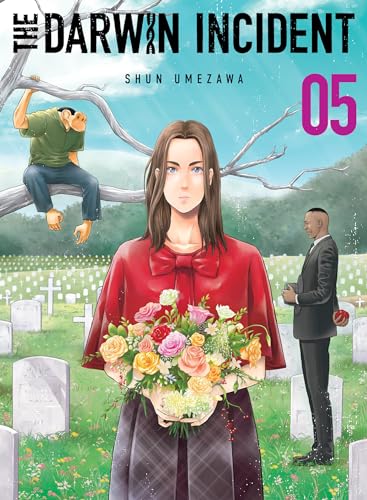 Book cover: woman with flowers, man in tree, cemetery background.