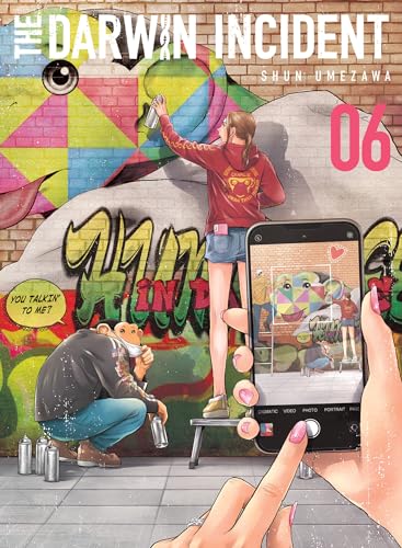 Book cover: girl spray-painting a gorilla mural, viewed through a phone.