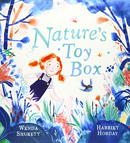 Watercolor book cover with a girl, bird, and floral foliage.