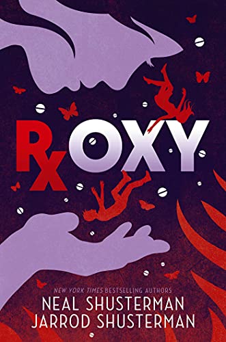 Book cover for “Roxy” featuring falling figures and butterfly motifs.