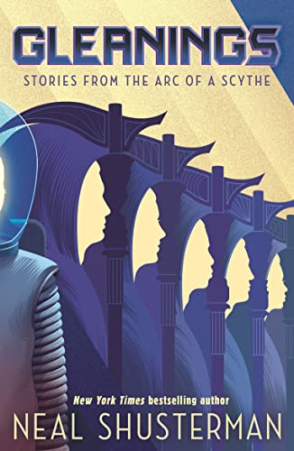 Book cover for "Gleanings" featuring figures in a futuristic, purple landscape.
