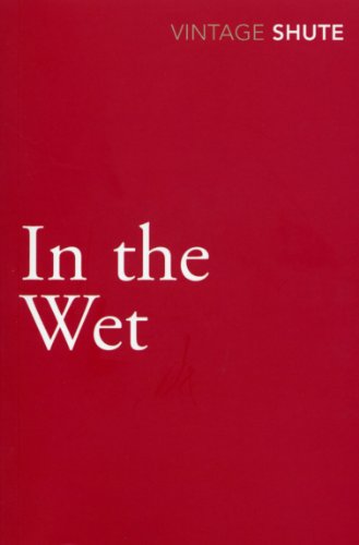 Book cover with a solid red background, white text reading Vintage Shute In the Wet.