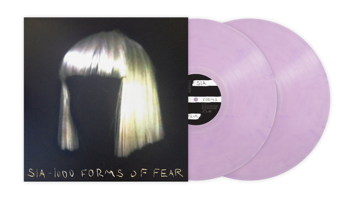 Sia 1000 Forms of Fear album cover and two light purple vinyl records.