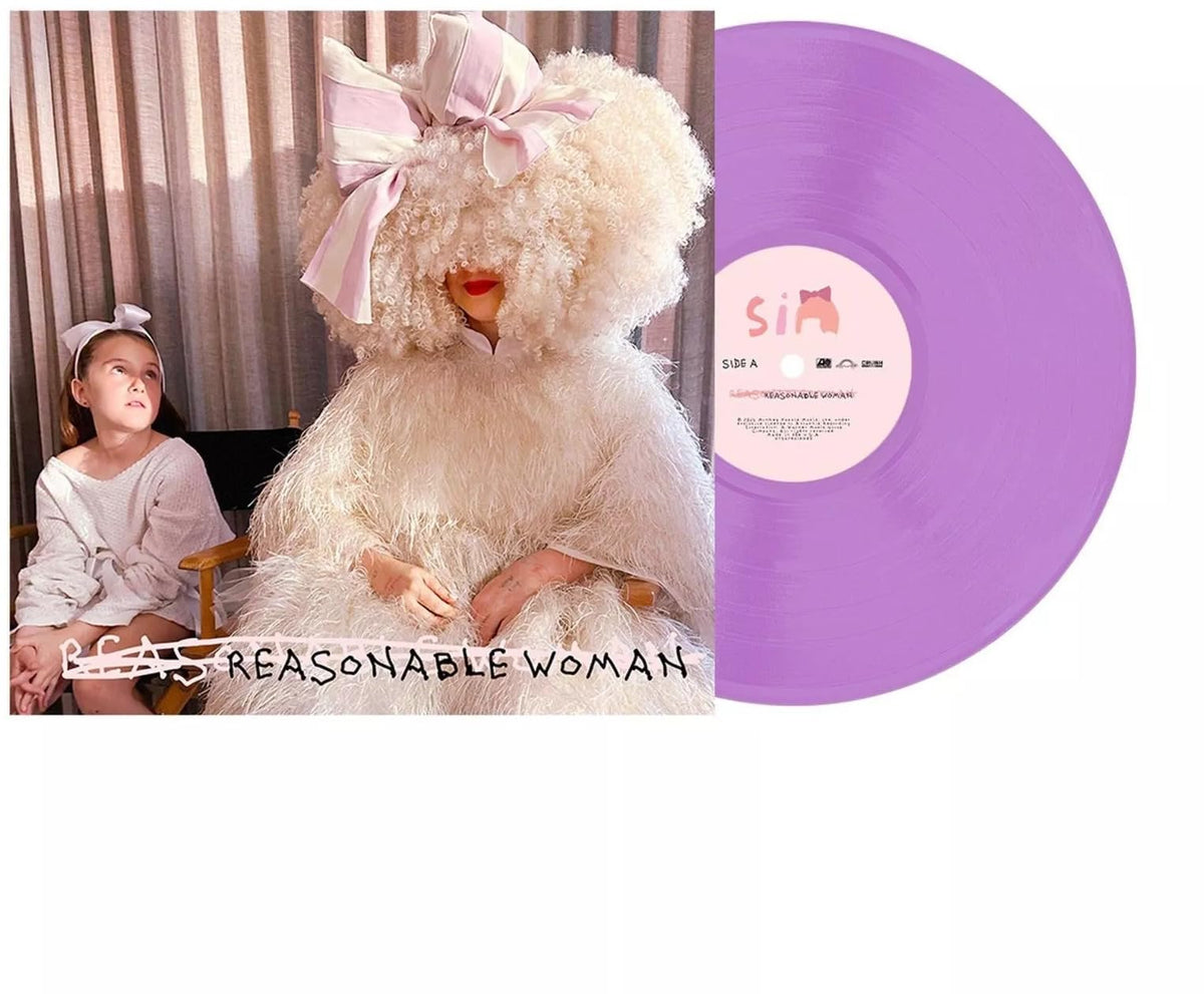 Sia’s “Reasonable Woman” vinyl record with cover art featuring a large bow.