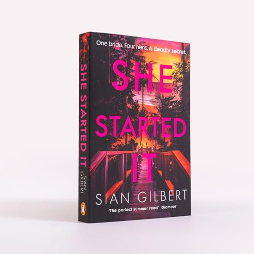 Book cover for “She Started It” by Sian Gilbert, pink title text.