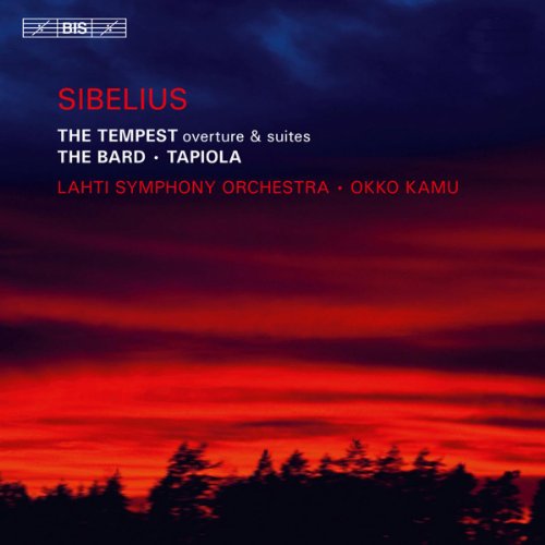CD cover for Sibelius’ orchestral works with a red, stormy sky.