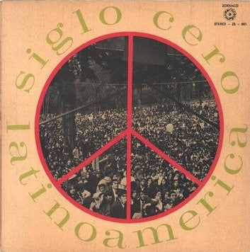 Vinyl record cover with a peace sign and crowd photo.