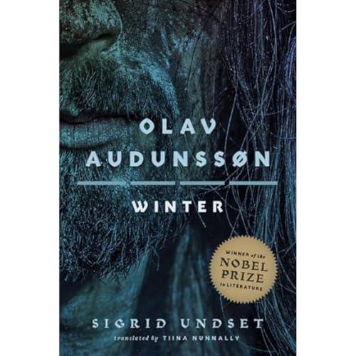 Book cover with a bearded man’s face and the title “Olav Audunssøn : IV. Winter”.