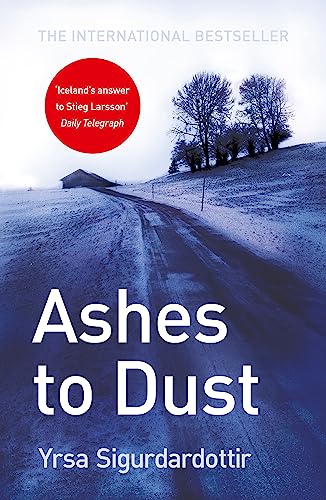 Book cover: snowy Icelandic landscape with road, title “Ashes to Dust.”