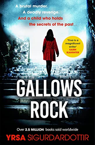 Book cover: woman in red coat walking down stone stairs.