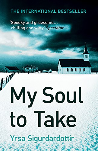 Book cover: snowy landscape with a white church, bold title "My Soul to Take".