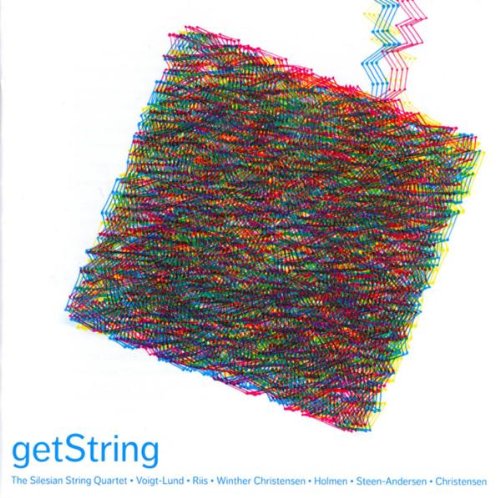 Album cover with multicolored, intertwined strings on a white background, titled "getString".