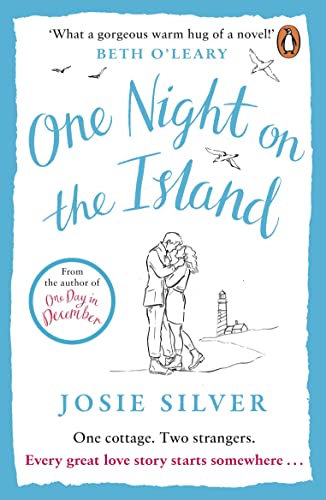 Book cover with a sketch of a hugging couple near a lighthouse.