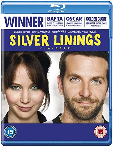 Silver Linings Playbook" Blu-ray cover featuring Jennifer Lawrence and Bradley Cooper.