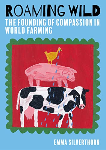 Book cover with stacked farm animals—cow, pig, and chicken—on red background.
