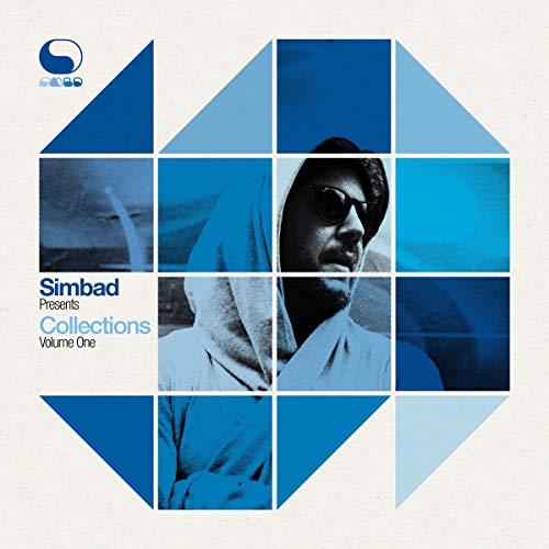 A man in a hoodie is shown in a blue-toned grid on a vinyl album cover.