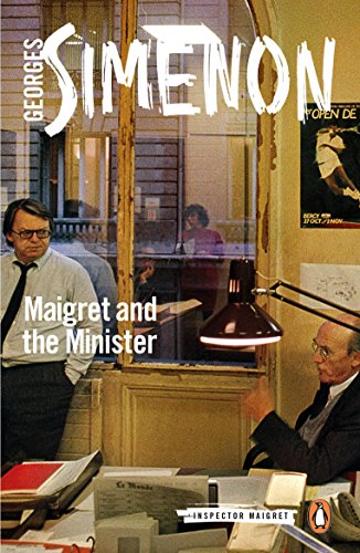 Book cover: Maigret and the Minister, featuring a man in a suit and office interior.