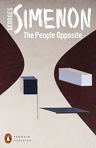 Book cover: "The People Opposite" by Georges Simenon, abstract design.