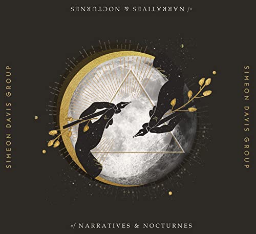 CD cover with a moon, hands reaching, and gold geometric design.