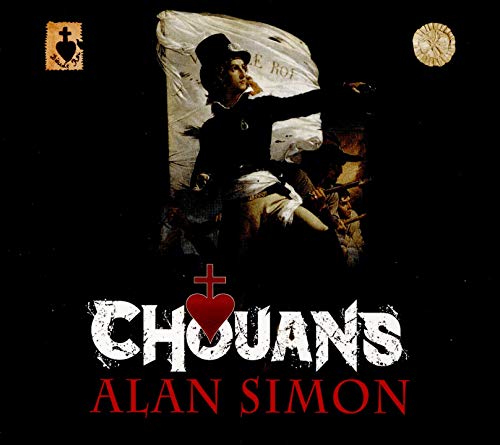 "Album cover with man in 18th-century uniform, pointing, on a black background."