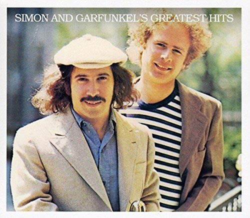 Simon & Garfunkel’s “Greatest Hits” CD cover with a portrait of the duo.